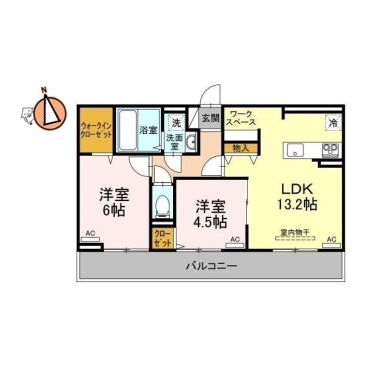 ラ・トゥール山城西B 202の間取り図