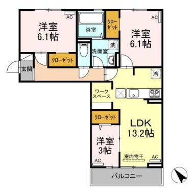 ラ・トゥール山城西C 101の間取り図