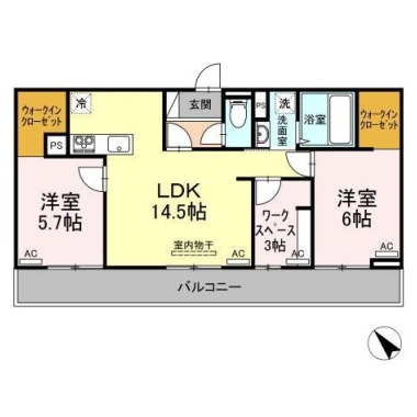 ラ・トゥール山城西C 102の間取り図