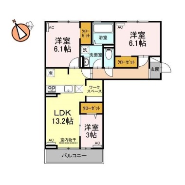ラ・トゥール山城西C 103の間取り図