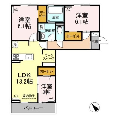 ラ・トゥール山城西C 303の間取り図