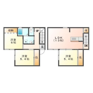 キューブ新貝 Aの間取り図