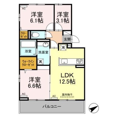 ロイヤルサンB 206の間取り図