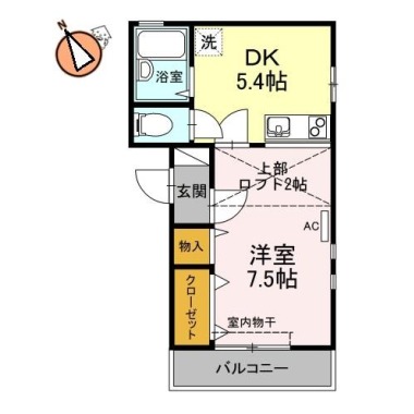 ハイツ夷山 202の間取り図