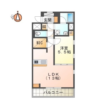 北常三島町 マンション 1LDK 401の間取り図