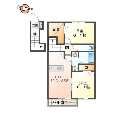 国府町中 アパート 2LDK 202の間取り図