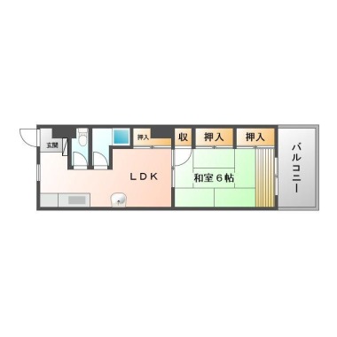 佐古二番町 マンション 1LDK 402の間取り図