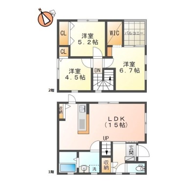 南昭和町 一戸建て 3LDK Aの間取り図