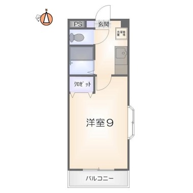 沖浜町 マンション 1K 407の間取り図