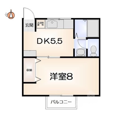 明神町 アパート 1DK B102の間取り図