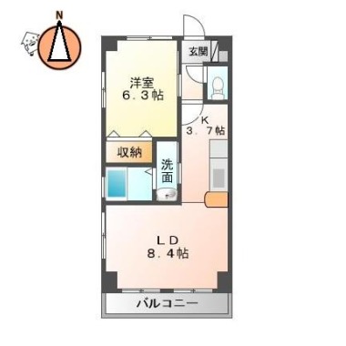 フォブール東吉野 101の間取り図