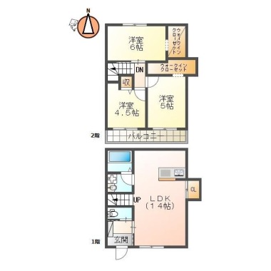 国府町日開 アパート 3LDK Cの間取り図