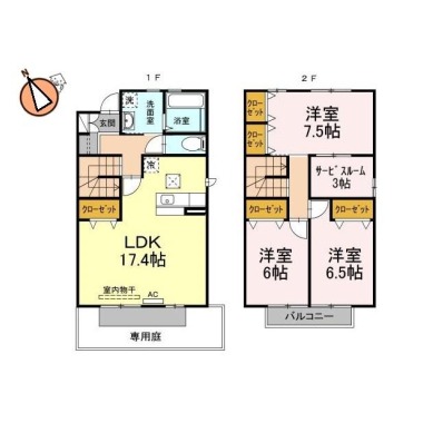 ウィズ山城 B棟 101の間取り図