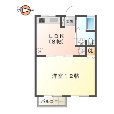 北田宮 アパート 1LDK 103の間取り図