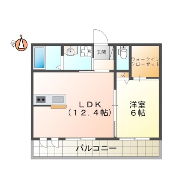 国府町中 アパート 1LDK 102の間取り図