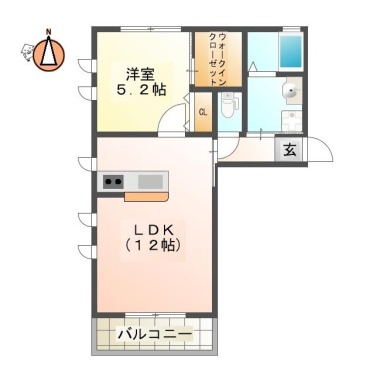 国府町中 アパート 1LDK 201の間取り図