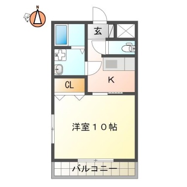応神町古川 マンション 1DK 306の間取り図