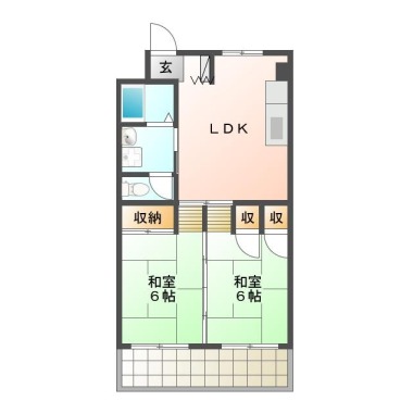 北佐古二番町 マンション 2LDK 201の間取り図