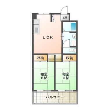 北佐古二番町 マンション 2LDK 204の間取り図