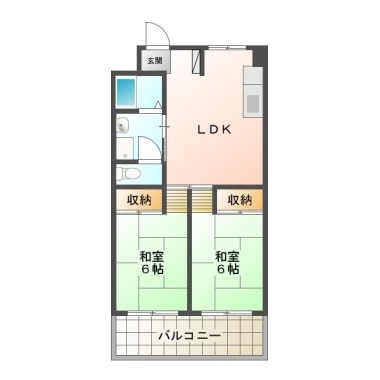 北佐古二番町 マンション 2LDK 405の間取り図