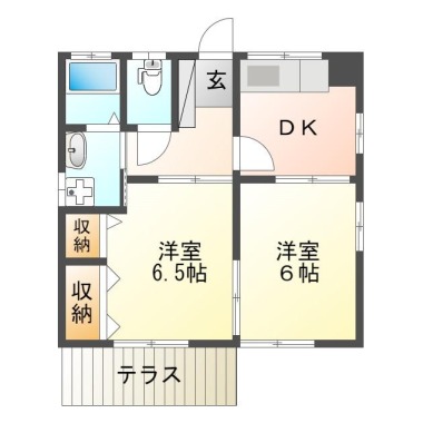 国府町南岩延 一戸建て 2DK 1の間取り図