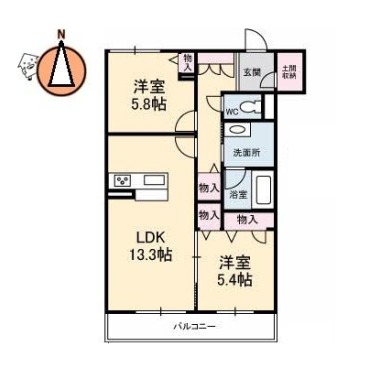 ベレオ北矢三 103の間取り図