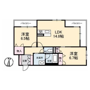 ベレオ北矢三 206の間取り図