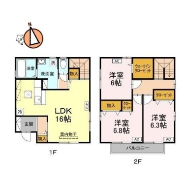 中徳島一戸建賃貸住宅 Aの間取り図