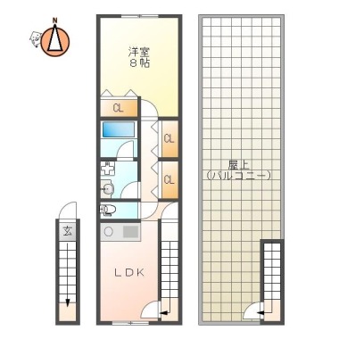 籠屋町 マンション 1LDK 3Fの間取り図