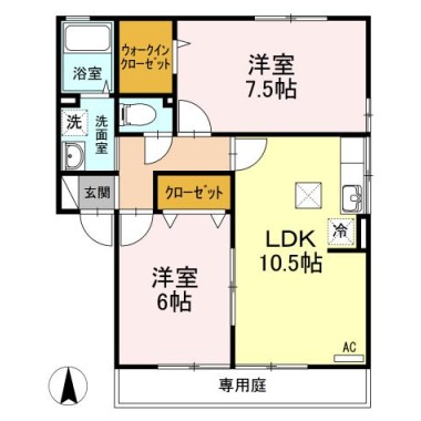 シャトーショコラA棟 A102の間取り図