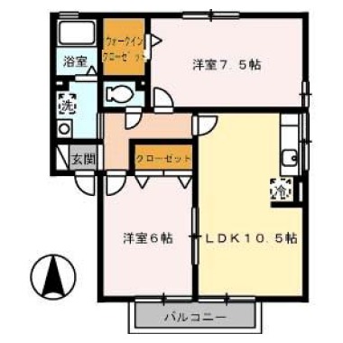 シャトーショコラA棟 A202の間取り図
