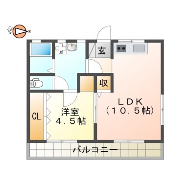 佐古四番町 マンション 1LDK 3Aの間取り図