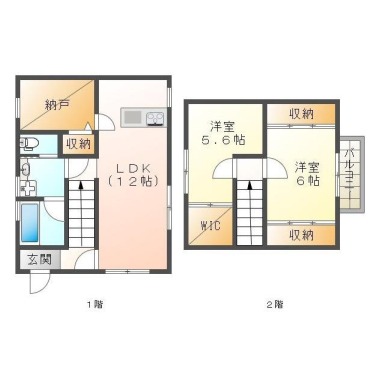 出来島本町 一戸建て 2LDK Aの間取り図