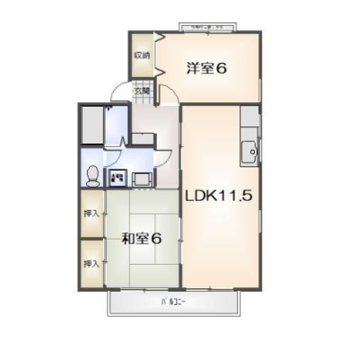 八万町 アパート 2LDK F101の間取り図