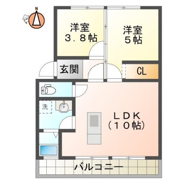 上助任町 マンション 2LDK 2号233の間取り図