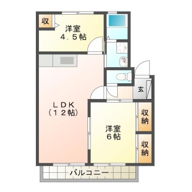 春日 アパート 2LDK 202の間取り図