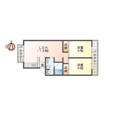 新蔵町 マンション 2LDK 205の間取り図