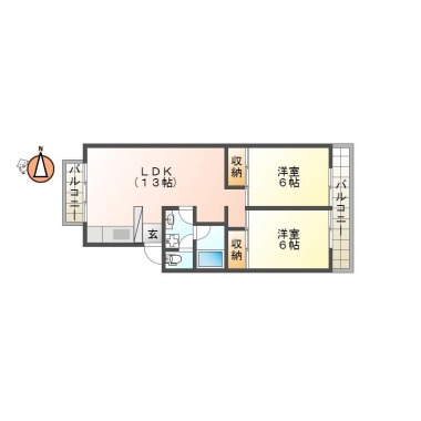 新蔵町 マンション 2LDK 205の間取り図