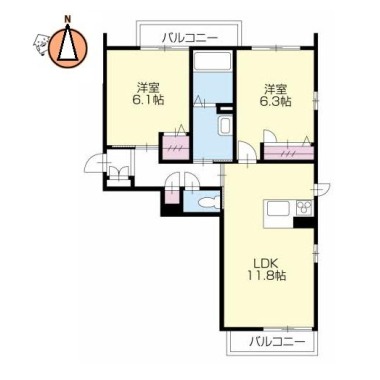 BEREO Comfort Kitashimada B棟 B101の間取り図