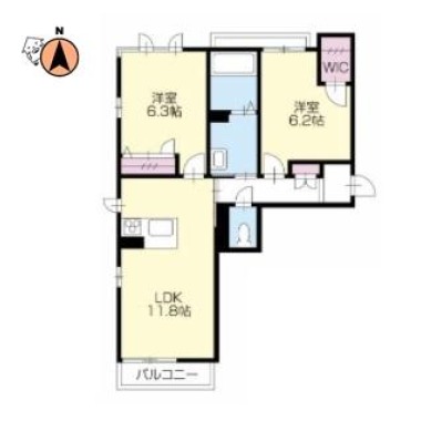 BEREO Comfort Kitashimada B棟 B103の間取り図