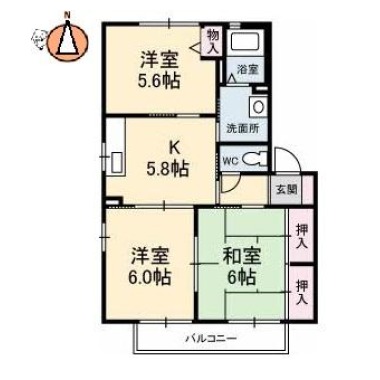 シャーメゾン八万 3番館 206の間取り図