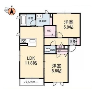 プロヌーブ南田宮A棟 201の間取り図