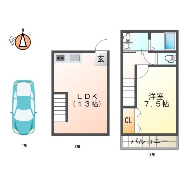 クレスト新浜 B-1の間取り図