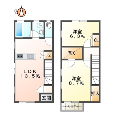 佐古七番町 アパート 2LDK III-Bの間取り図