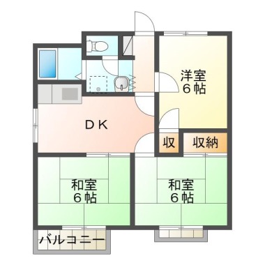 南佐古三番町 アパート 3DK 2階西の間取り図