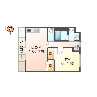 川内町榎瀬 マンション 1LDK 102の間取り図