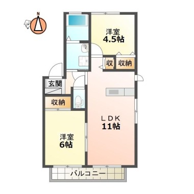 春日 アパート 2LDK 122の間取り図