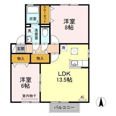 ルミエール D棟 D101の間取り図