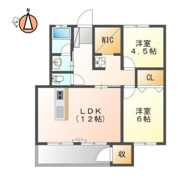 北矢三町 マンション 2LDK 201の間取り図