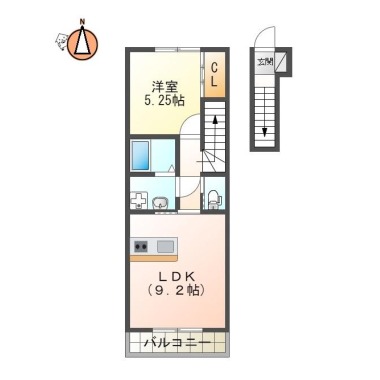 国府町府中字堀田 アパート 1LDK 202の間取り図